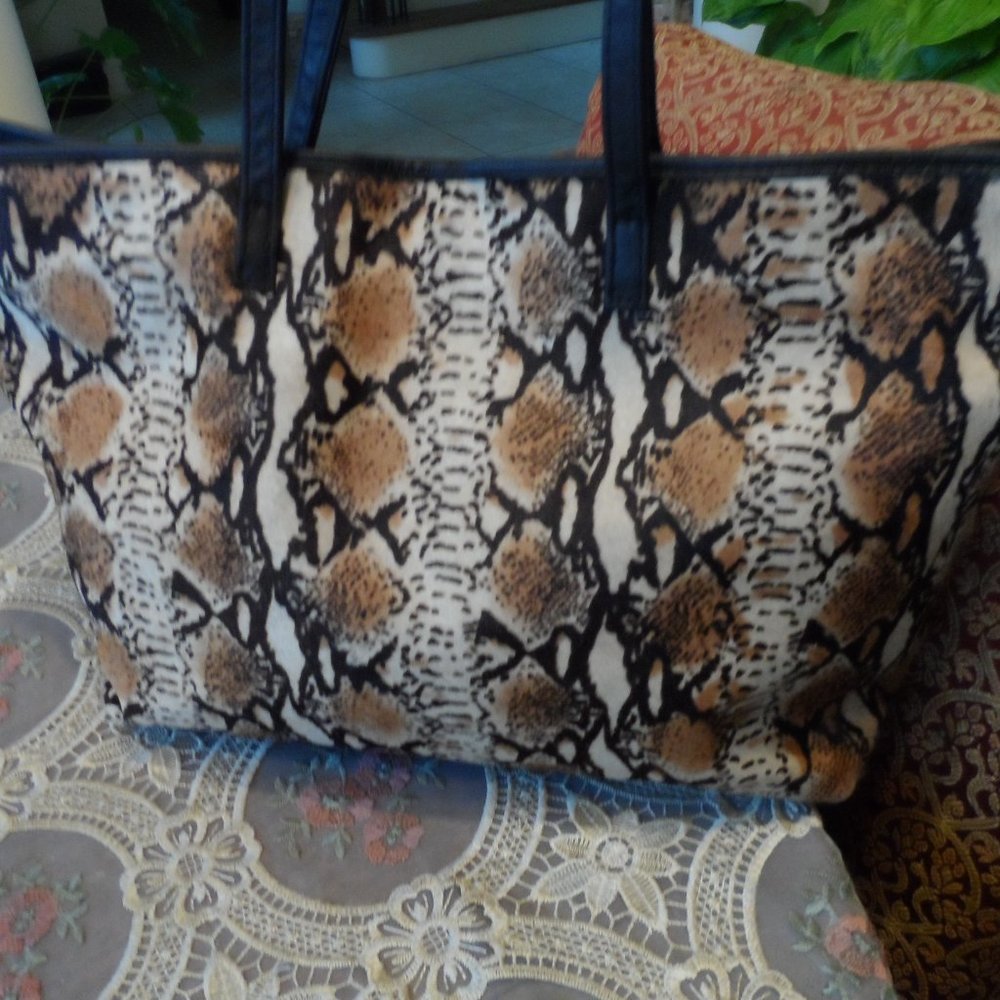 Clever Carriage Company Python Print Calf Hair La… - image 3